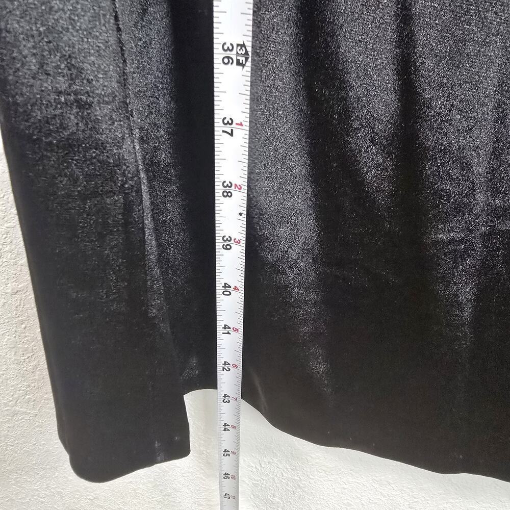 Donna Karan Plus Size 24W Black Satin Velvet Ruched Midi Dress Long Sleeve Party - Picture 11 of 14